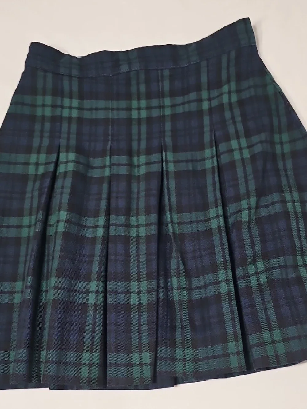 Tommy Hilfiger Navy and Green Plaid Pleated Mini Skirt